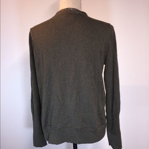 Eileen Fisher olive Green Embellished Button Front Cardigan Lairs Size Womens M - Picture 4 of 5